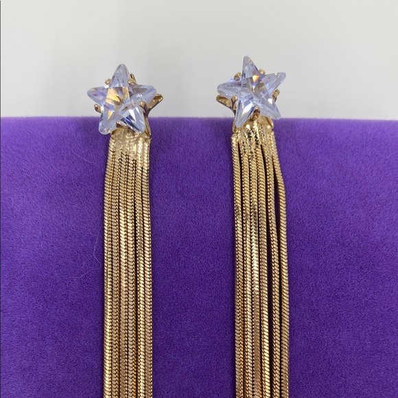 💛 Classic Gold Star Tassel Earrings - Picture 1 of 6